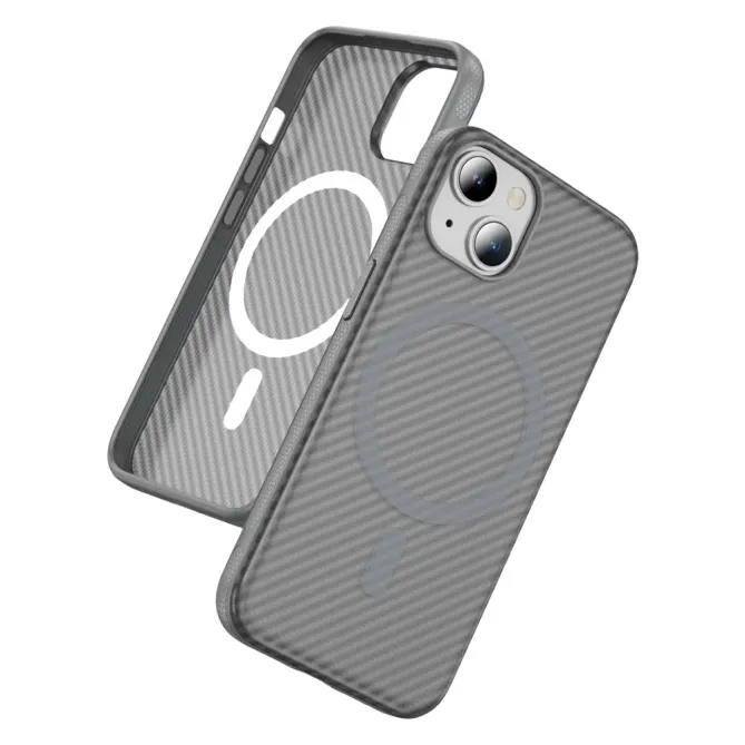 Coque iPhone 14 / 13 texture fibre carbone compatible MagSafe
