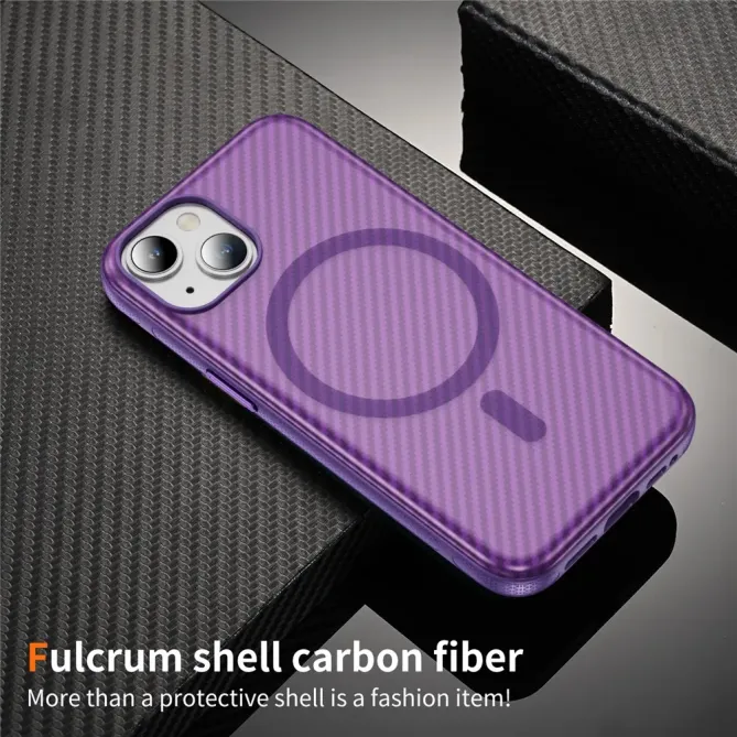 Coque iPhone 14 / 13 texture fibre carbone compatible MagSafe