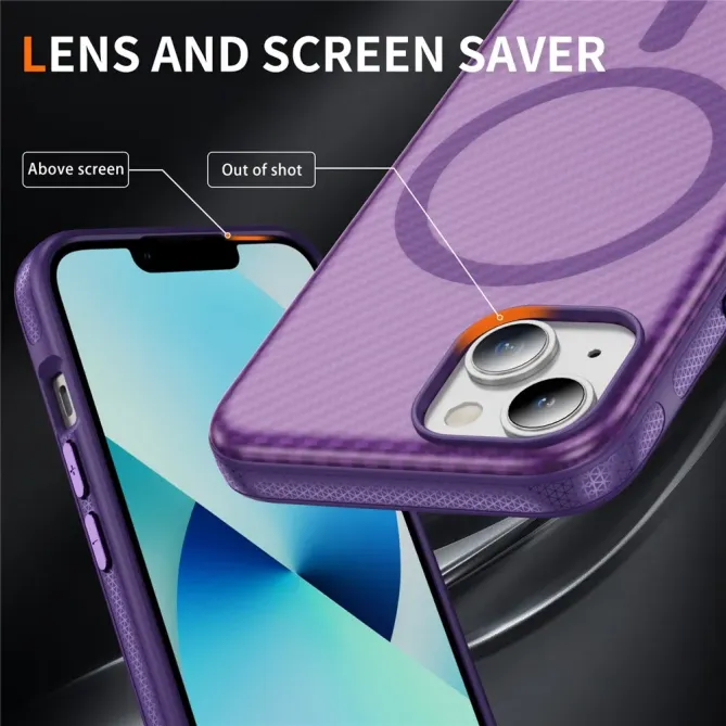 Coque iPhone 14 / 13 texture fibre carbone compatible MagSafe
