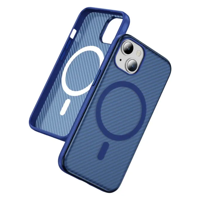 Coque iPhone 14 / 13 texture fibre carbone compatible MagSafe