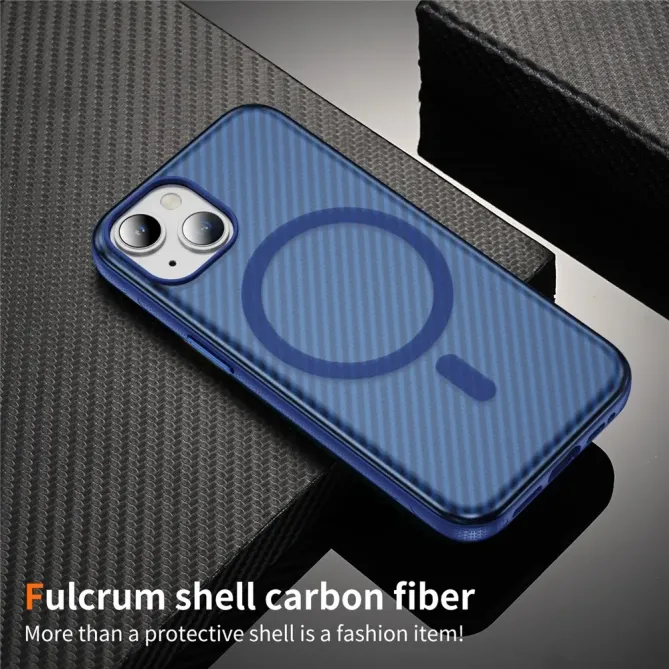 Coque iPhone 14 / 13 texture fibre carbone compatible MagSafe