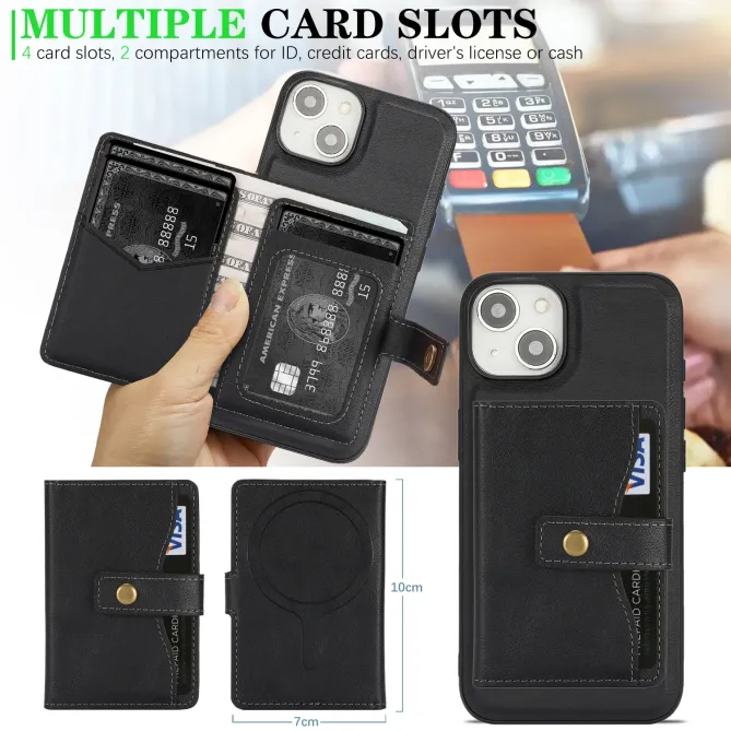 Coque iPhone 13 porte-cartes détachable compatible MagSafe avec suppor