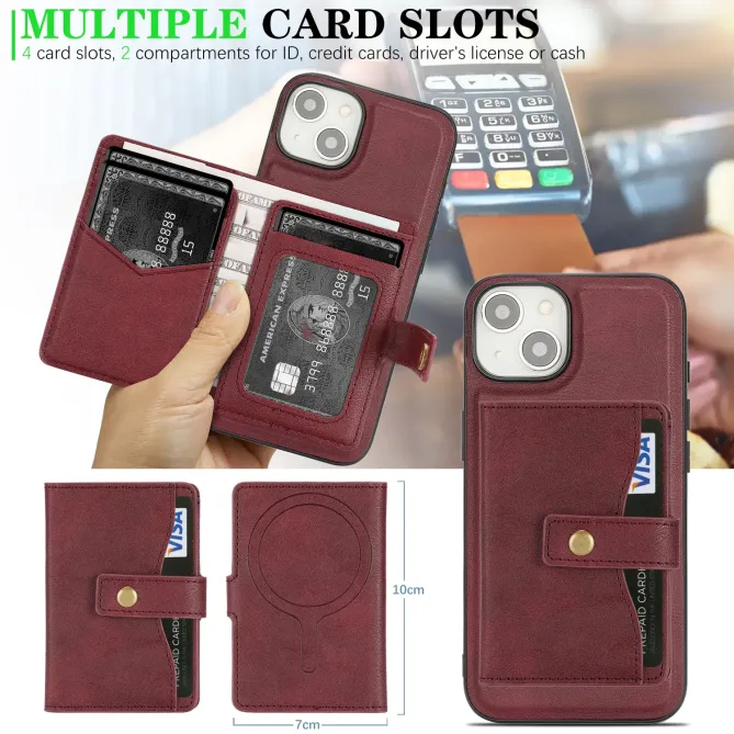 Coque iPhone 13 porte-cartes détachable compatible MagSafe avec suppor