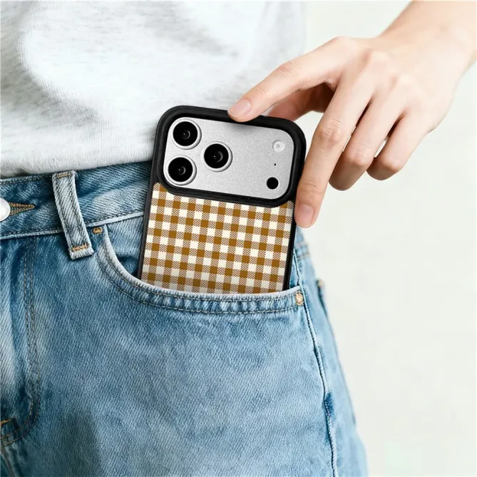 Coque iPhone 17 Pro Max MagSafe motif carreaux et étoiles