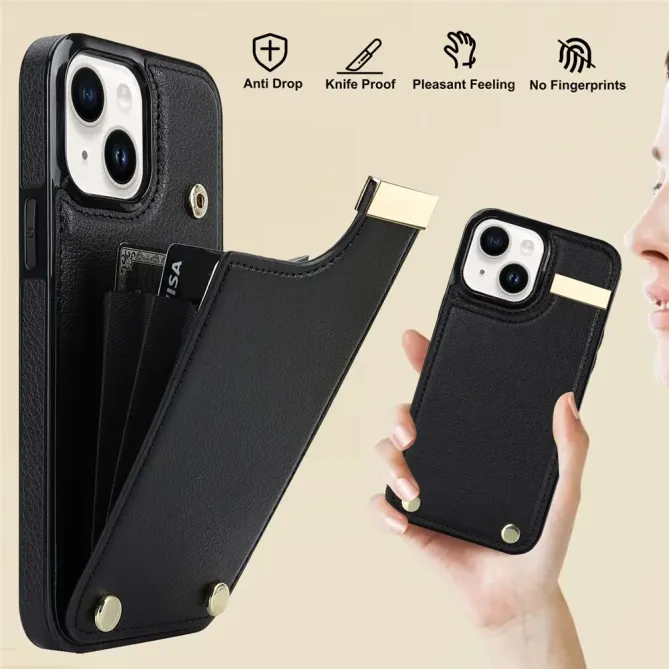 Coque iPhone 13 porte-cartes dos simili cuir