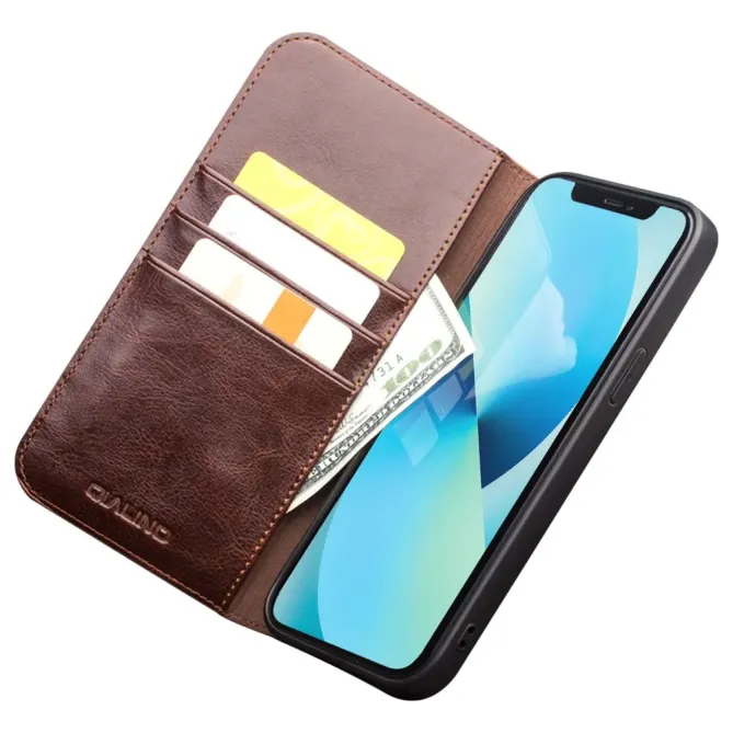 Housse iPhone 13 fait main en cuir véritable