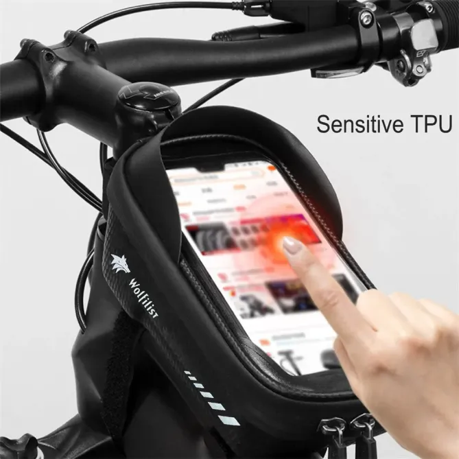 Support téléphone vélo étanche avec sacoche guidon rotative tactile