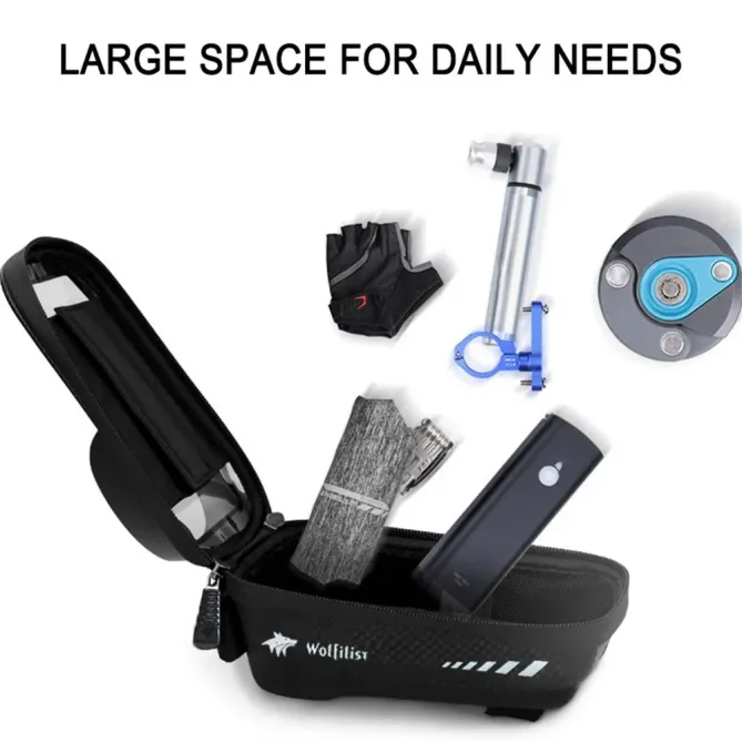 Sacoche cadre vélo coque rigide EVA tactile étanche 1.5L