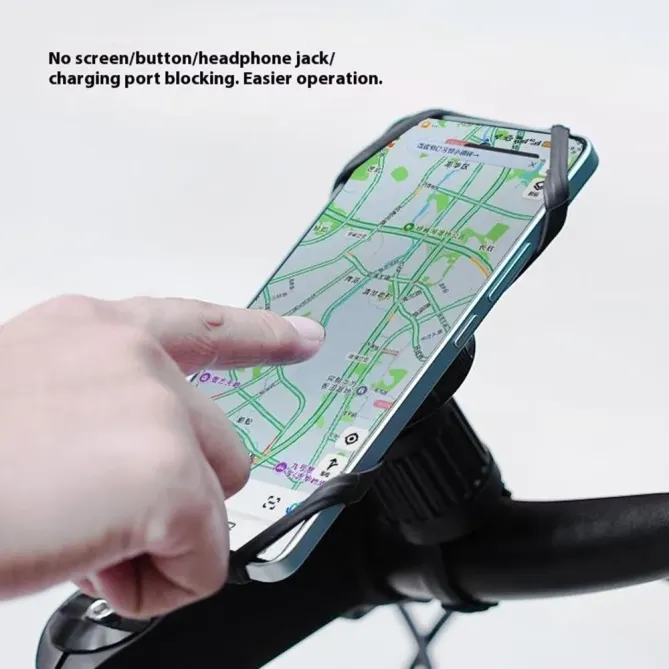 Support téléphone vélo silicone rotatif universel fixation souple