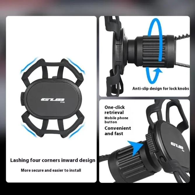 Support téléphone vélo silicone rotatif universel fixation souple