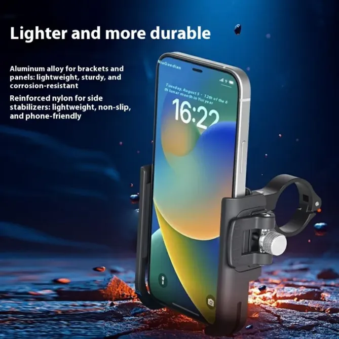 Support téléphone vélo aluminium rotation 360 fixation rapide universe