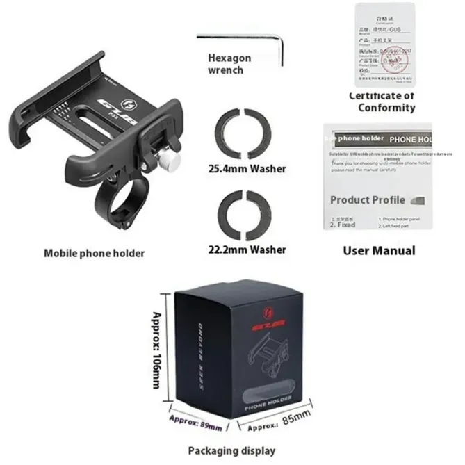 Support téléphone vélo aluminium rotation 360 fixation rapide universe