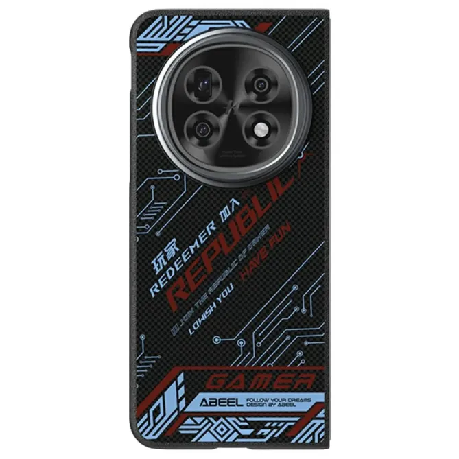 Coque Oppo Find N5 Design Circuit Bleu et Rouge