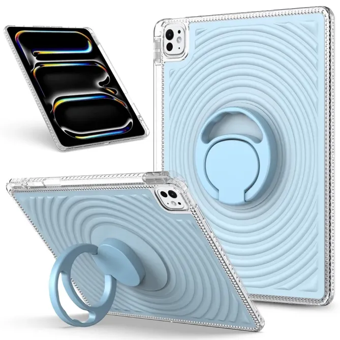 Coque iPad Air 13 / Pro 12.9 et 13 antichoc motif vague avec bague sup