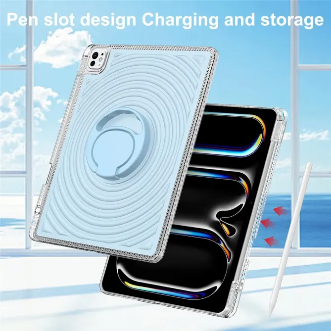 Coque iPad Air 13 / Pro 12.9 et 13 antichoc motif vague avec bague sup
