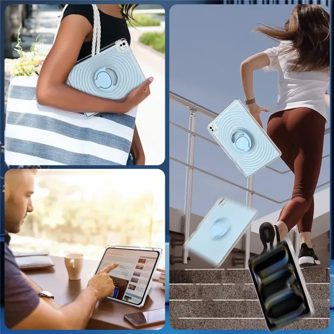 Coque iPad Air 13 / Pro 12.9 et 13 antichoc motif vague avec bague sup