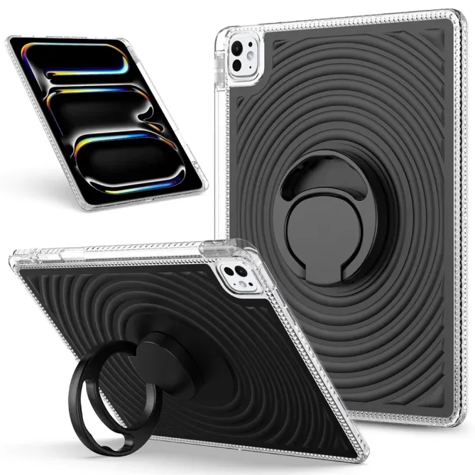 Coque iPad Air 13 / Pro 12.9 et 13 antichoc motif vague avec bague sup