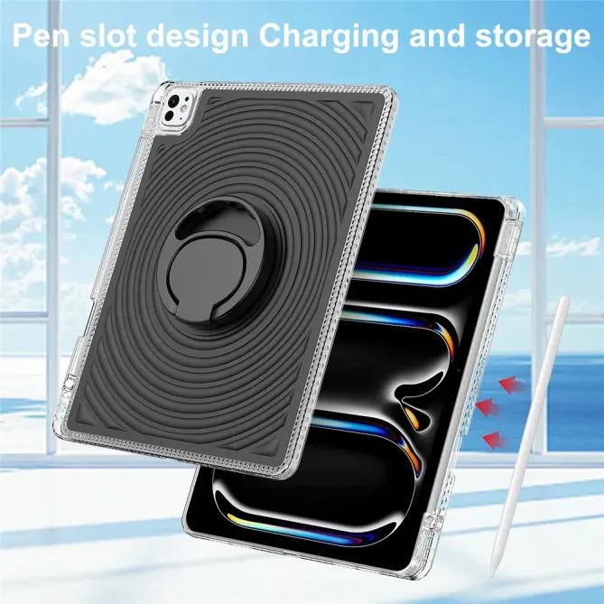 Coque iPad Air 13 / Pro 12.9 et 13 antichoc motif vague avec bague sup