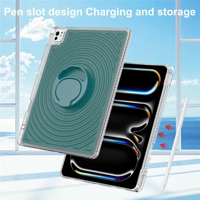 Coque iPad Air 13 / Pro 12.9 et 13 antichoc motif vague avec bague sup