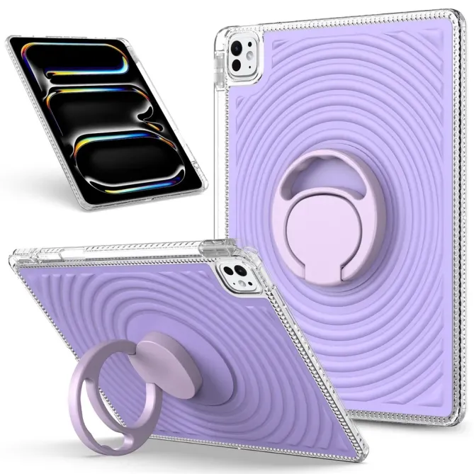 Coque iPad Air 13 / Pro 12.9 et 13 antichoc motif vague avec bague sup