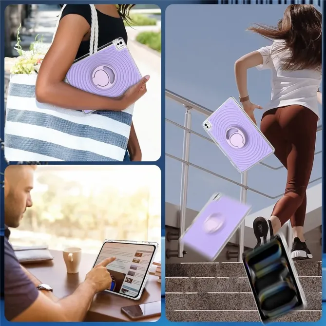 Coque iPad Air 13 / Pro 12.9 et 13 antichoc motif vague avec bague sup