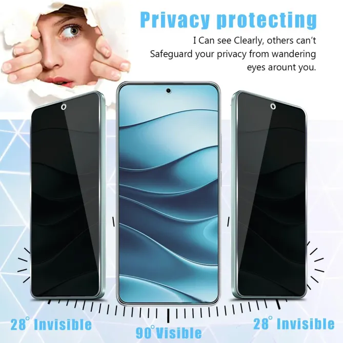Verre Trempé Anti-espion POCO F8 Pro Confidentialité Bords Noirs 9H+