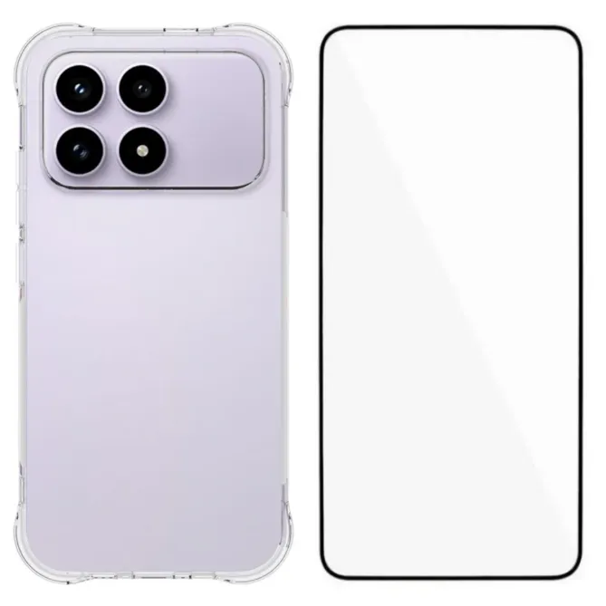 Pack Poco F8 Pro | Coque Coins Renforcés Transparente avec Verre Tremp