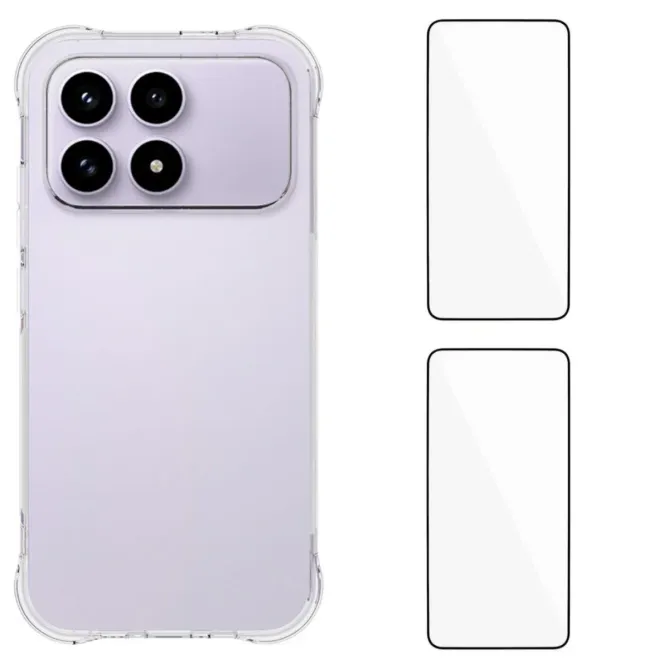 Pack Poco F8 Pro | Coque Coins Renforcés Transparente avec 2 Verre Tre