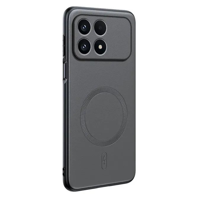 Coque Poco F8 Pro effet cuir MagSafe