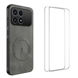 Coque POCO F8 Pro MagSafe Nappa avec 2 verre trempé