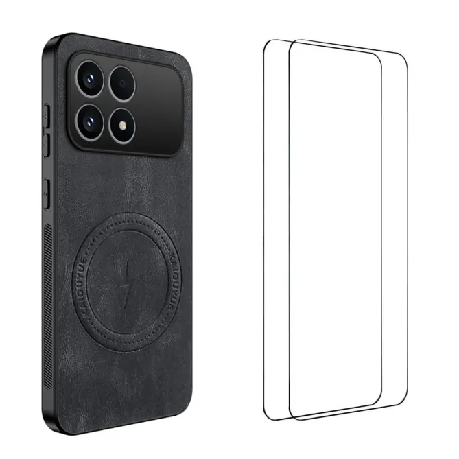 Coque POCO F8 Pro MagSafe Nappa avec 2 verre trempé