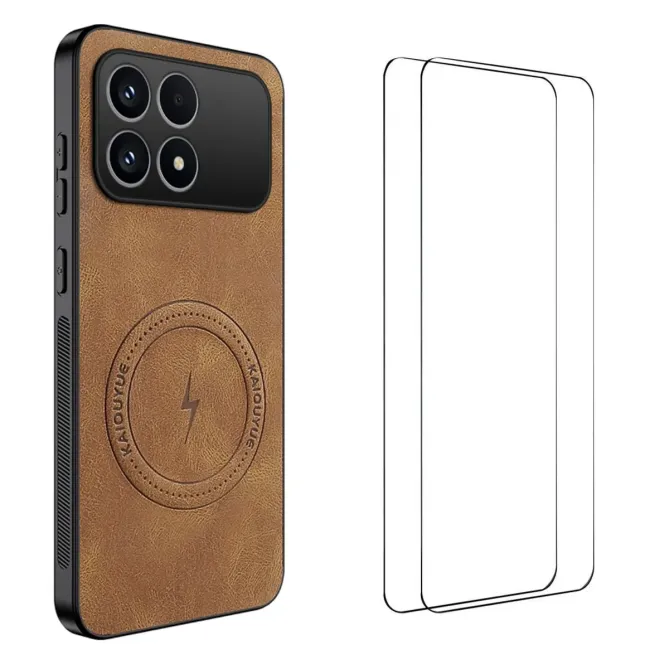 Coque POCO F8 Pro MagSafe Nappa avec 2 verre trempé