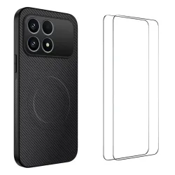 Coque POCO F8 Pro Carbone MagSafe avec 2 Verres Trempés