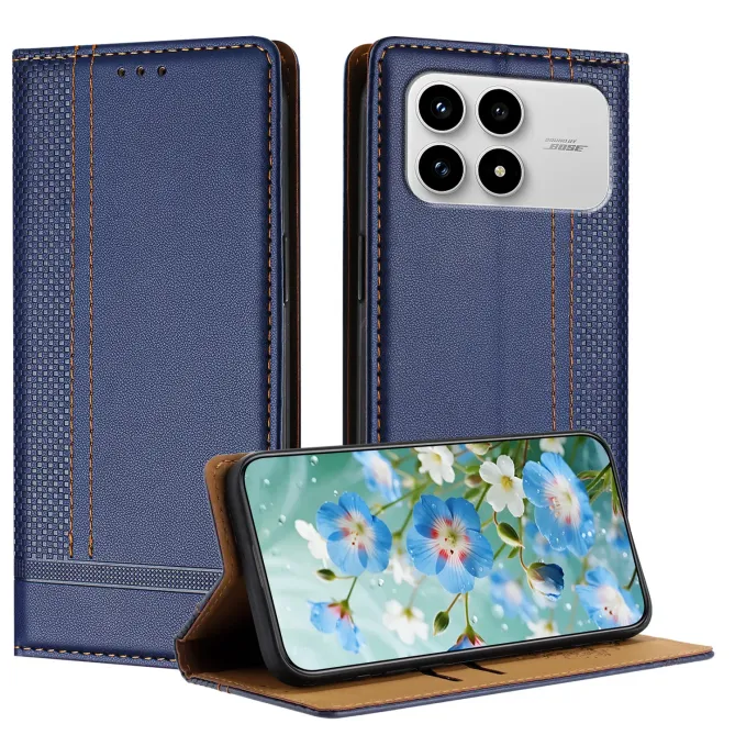 Flip Cover POCO F8 Pro Lignes Structurées avec Porte-Cartes