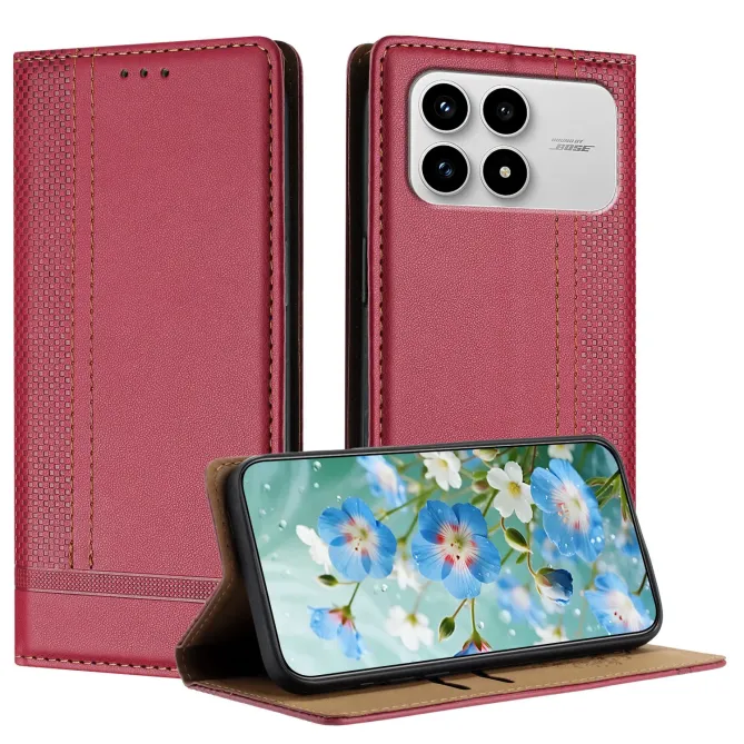 Flip Cover POCO F8 Pro Lignes Structurées avec Porte-Cartes