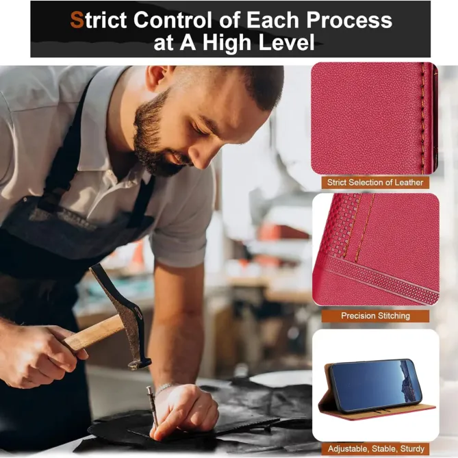 Flip Cover POCO F8 Pro Lignes Structurées avec Porte-Cartes