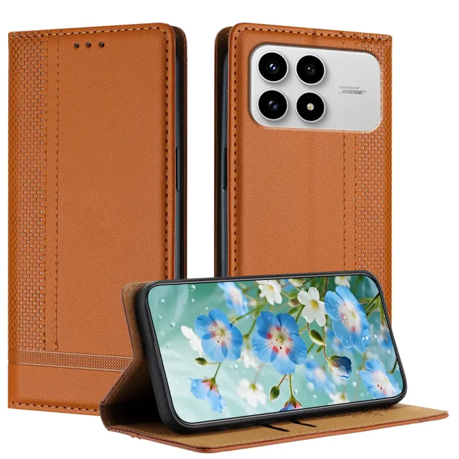 Flip Cover POCO F8 Pro Lignes Structurées avec Porte-Cartes