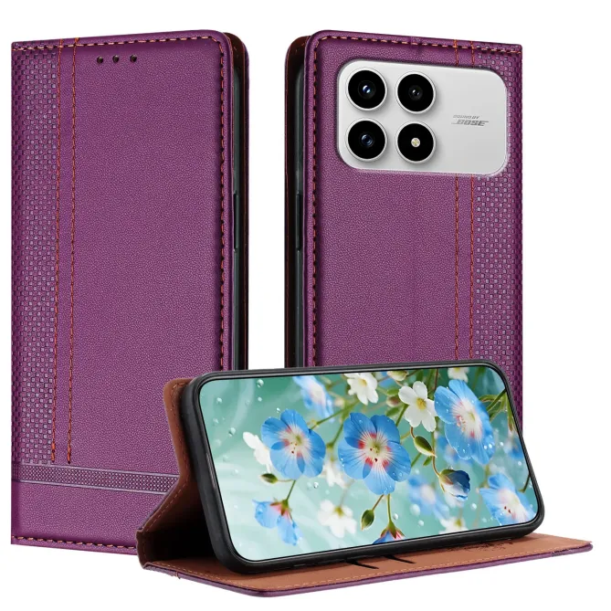 Flip Cover POCO F8 Pro Lignes Structurées avec Porte-Cartes