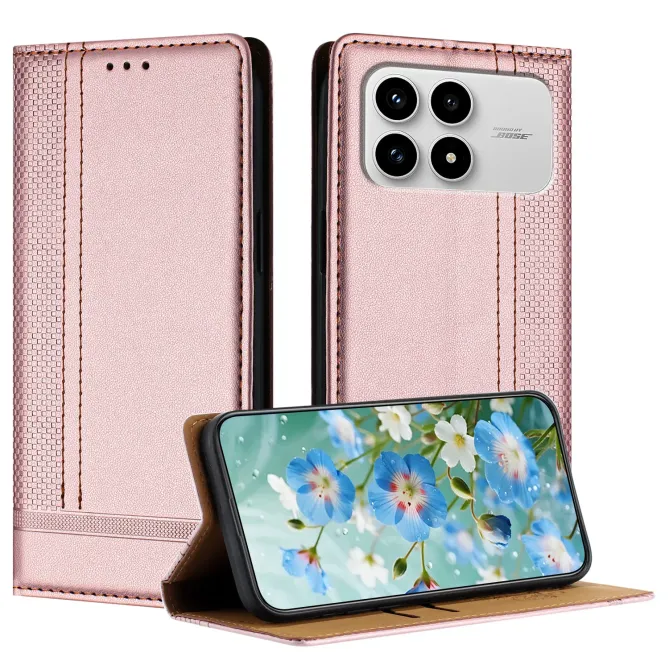 Flip Cover POCO F8 Pro Lignes Structurées avec Porte-Cartes