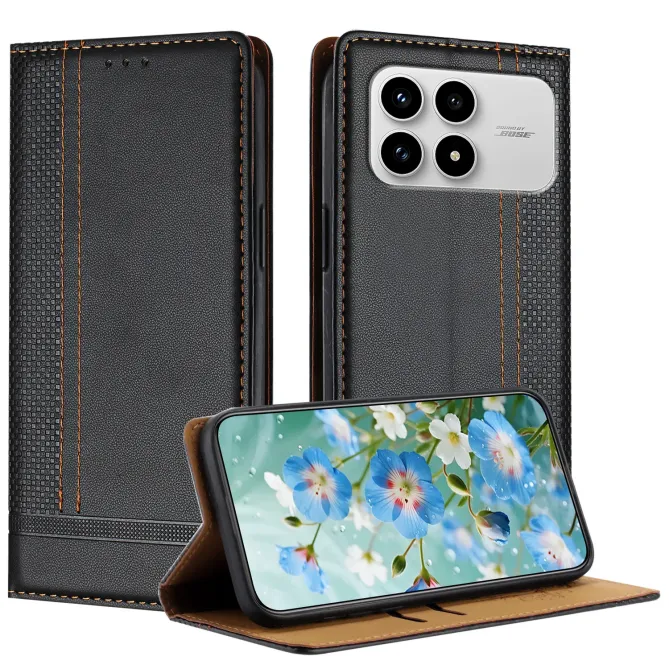 Flip Cover POCO F8 Pro Lignes Structurées avec Porte-Cartes