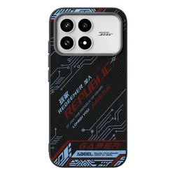 Coque POCO F8 Pro Design Circuit Bleu et Rouge