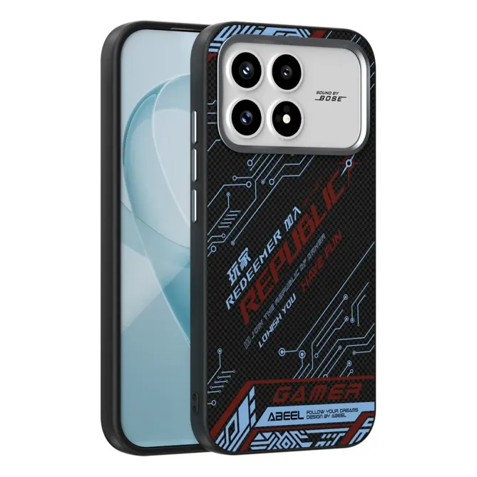 Coque POCO F8 Pro Design Circuit Bleu et Rouge
