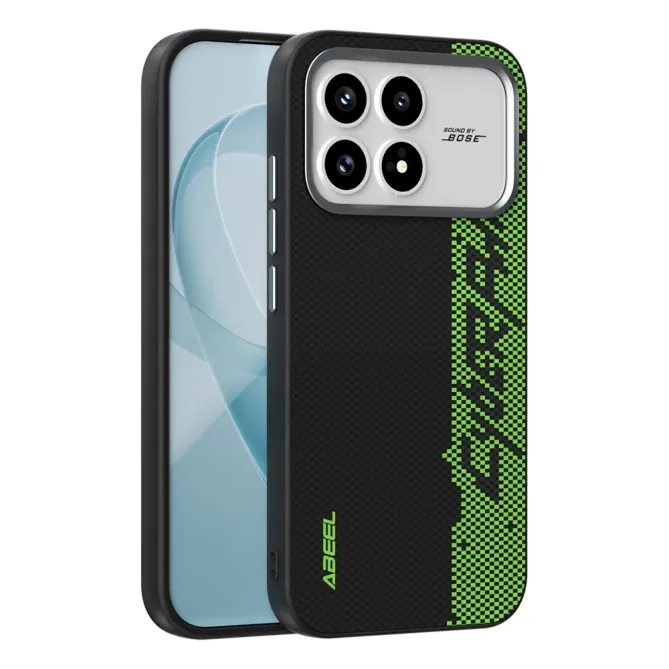 Coque POCO F8 Pro Racing Noir et Vert Compatible MagSafe