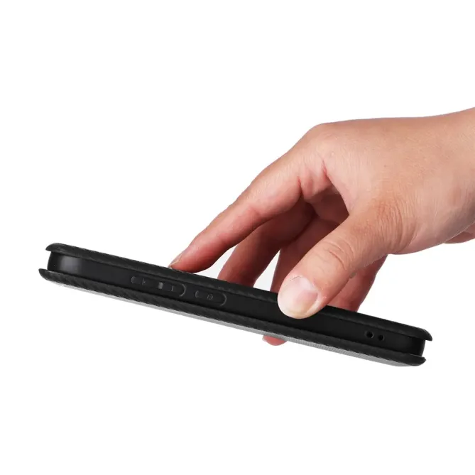 Flip Cover POCO F8 Pro design fibre de carbone