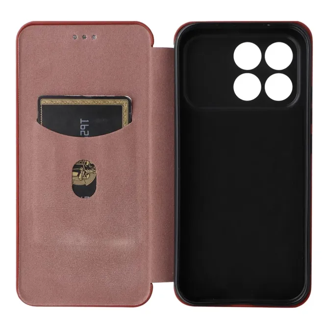 Flip Cover POCO F8 Pro design fibre de carbone
