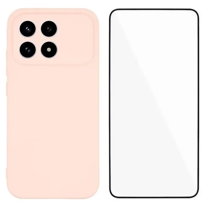 Pack Coque Silicone POCO F8 Pro Bords Droits avec Verre Trempé