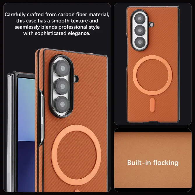 Coque Samsung Galaxy Z Fold 6 Texture Fibre de Carbone MagSafe Souple