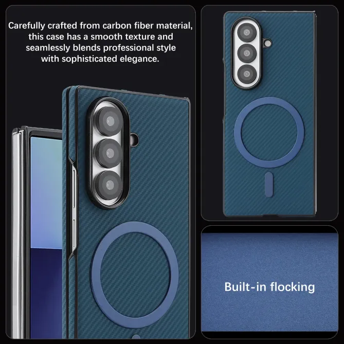 Coque Samsung Galaxy Z Fold 6 Texture Fibre de Carbone MagSafe Souple