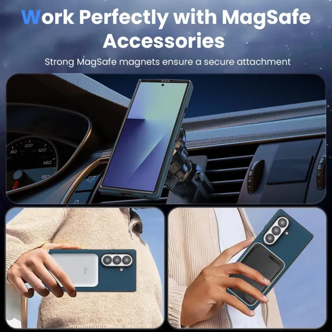 Coque Samsung Galaxy Z Fold 6 Texture Fibre de Carbone MagSafe Souple