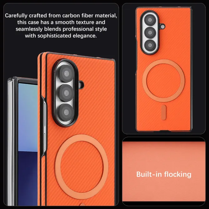 Coque Samsung Galaxy Z Fold 6 Texture Fibre de Carbone MagSafe Souple